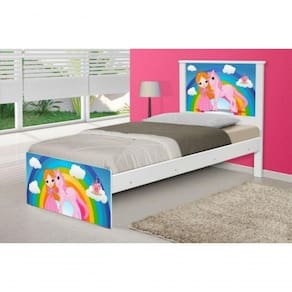 Cama Juvenil Barcelona Princesa E Unicórnio Com Colchão