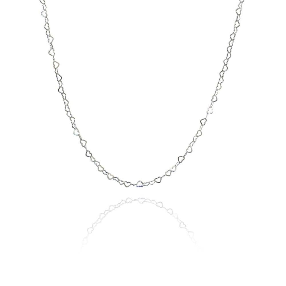 Colar Corrente De Coração Em Prata 925 [F027]