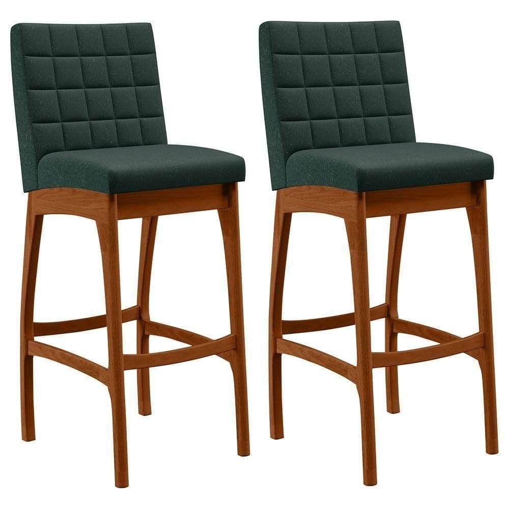 Kit 02 Banquetas Altas Mila Linho Verde Musgo