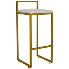 Banqueta Alta Cozinha De Jantar Hanna L02 Dourado Bege