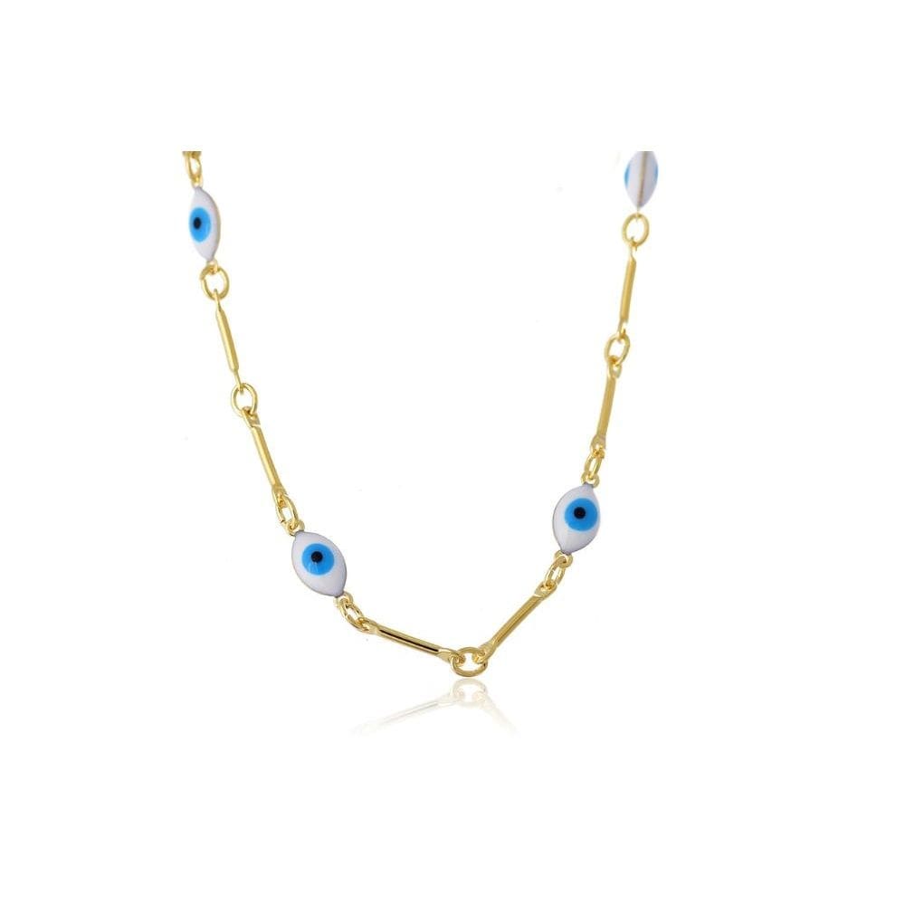 Pulseira Folheada Em Ouro Com Olho Grego Folheado Em Ouro 18k [F027]