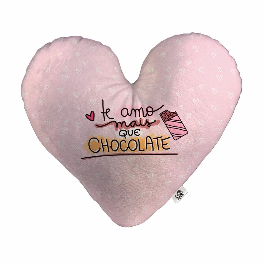 Almofada Coração Pelúcia Te Amo Mais Que Chocolate Namorados Tamanho:G