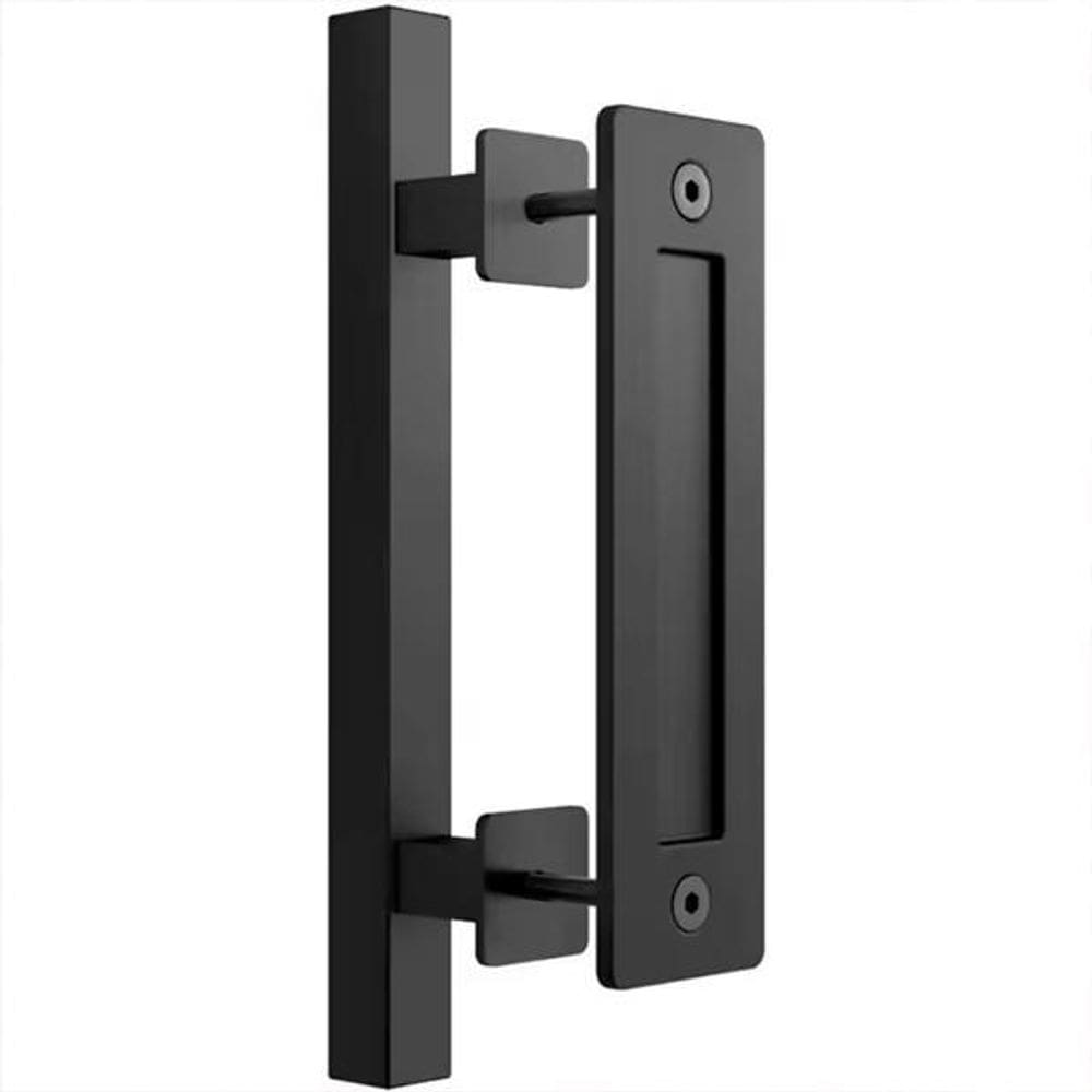 Puxador Duplo Polux Preto Fosco Porta Correr Madeira Embutir