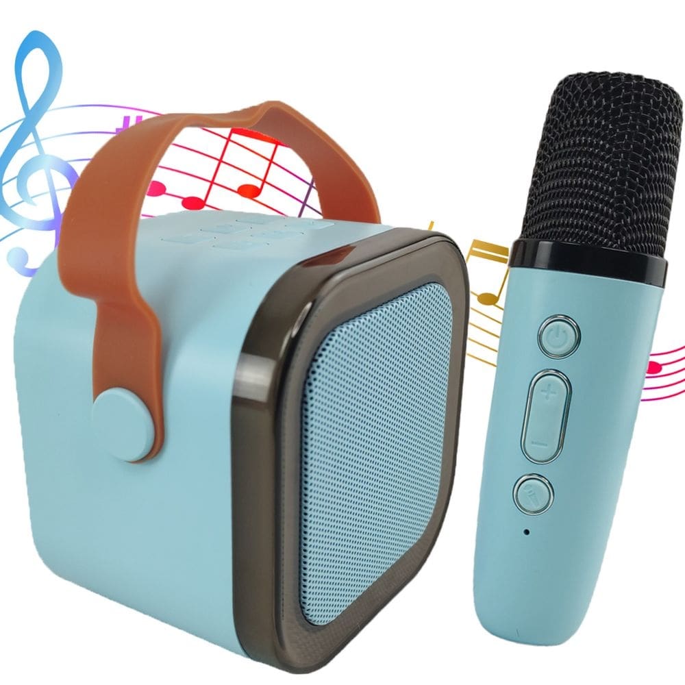 Caixa De Som Microfone Karaoke Blutetooth Portatil Sem Fio Luz Led Efeito Voz Alto falante Alta Musica Festa Comemoraçao Aniversario