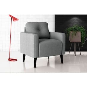 Poltrona Decorativa Veludo Bahamas Boucle Cinza