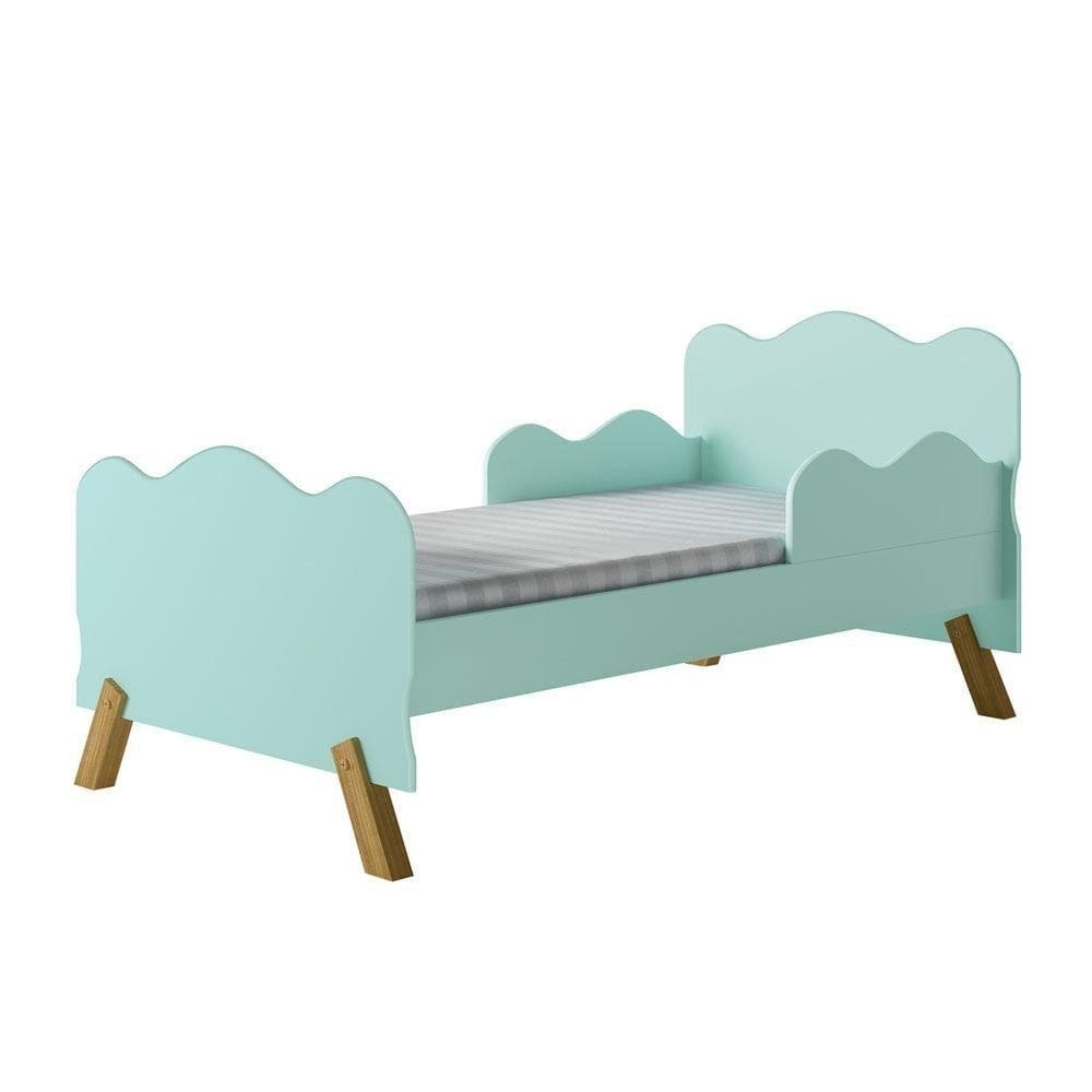 Cama Infantil Nuvem Verde Com Proteção Lateral
