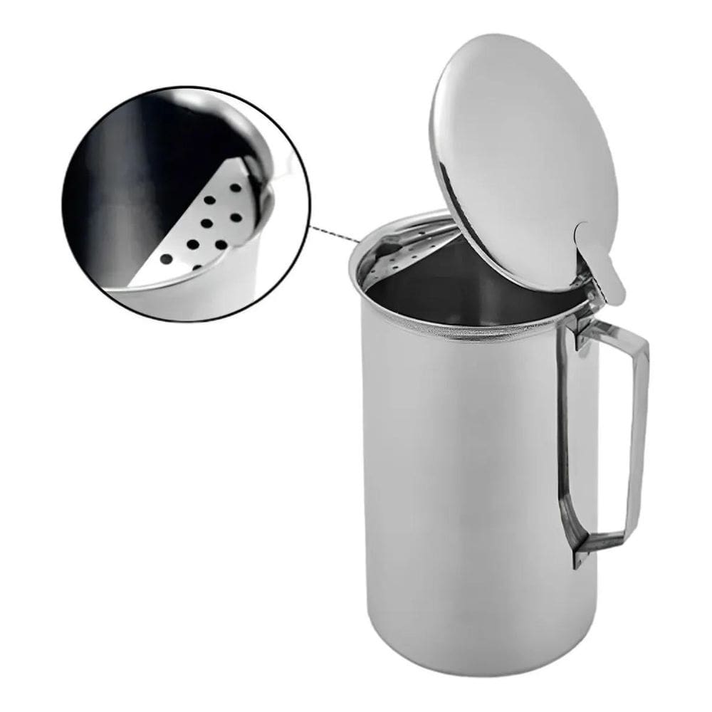 Jarra de inox com tampa aparador de gelo 2 litros suco água