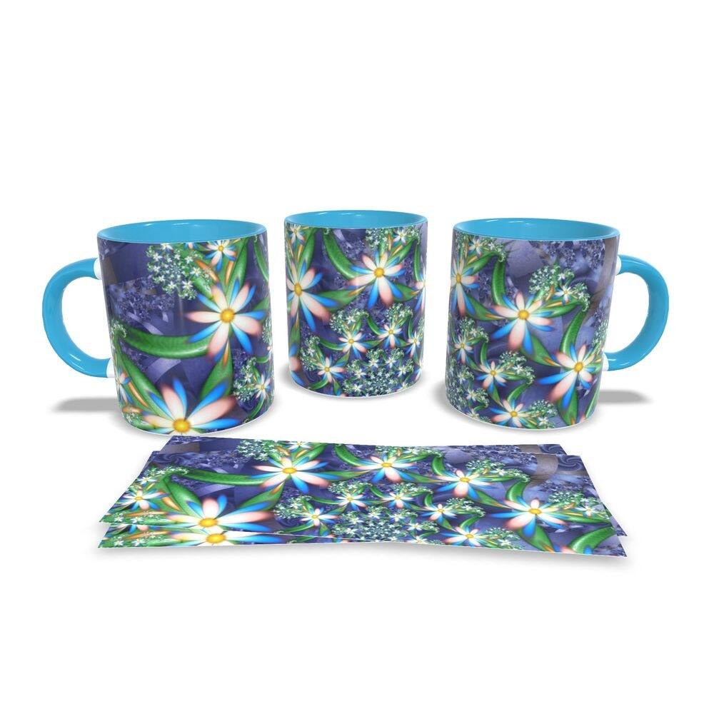Canecas Azul Personalizadas Coleção Flores