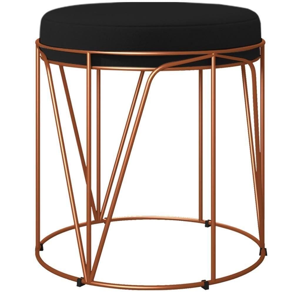 Puff Decorativo Aramado Bronze Zaya L02 Corano Preto