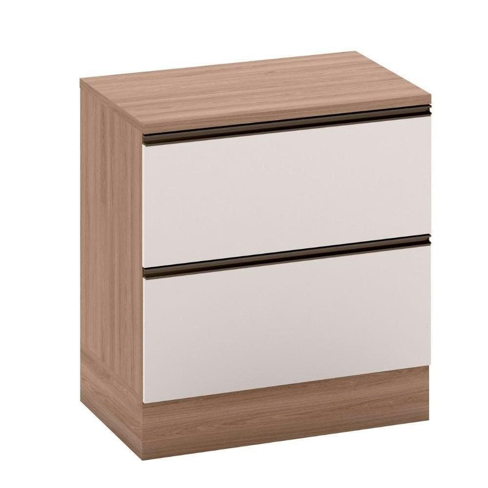 Balcão Com Tampo 80 Cm 1 Porta 1 Gaveta Etna Poliman Móveis Carvalho Oak E Off White