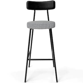 Banqueta Alta Bar Cozinha Sala De Jantar Em Aço Milão L02 Couríssimo Preto Pied Poule - Lyam Decor