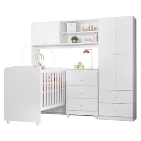 Jogo De Quarto Infântil Com 3 Peças Sofhia Branco Peternella Móveis