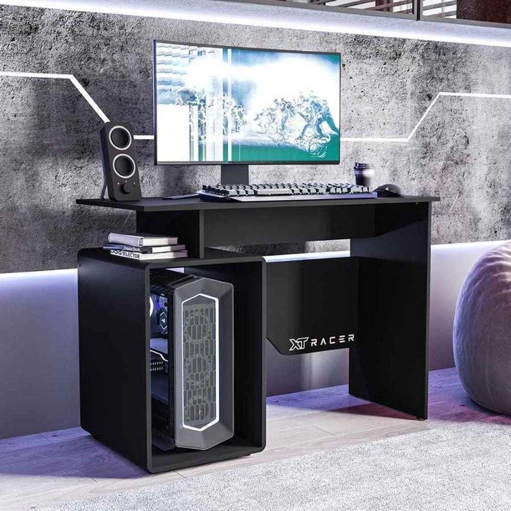 Mesa Gamer E Escritório Art Preto/logobranco
