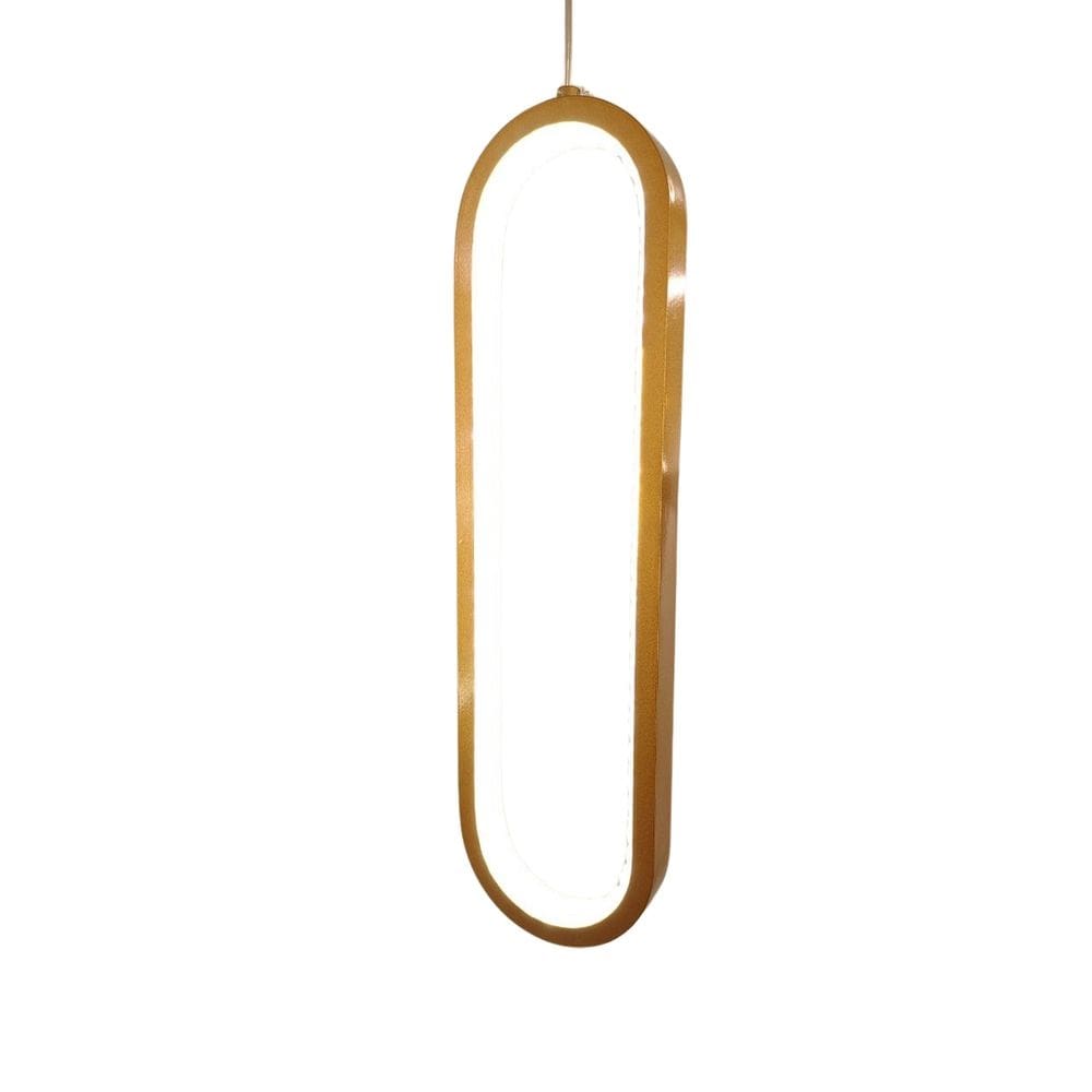 Pendente Oval Dourado com Cristais Acrílico 33cm Led 18W 3200K Bivolt
