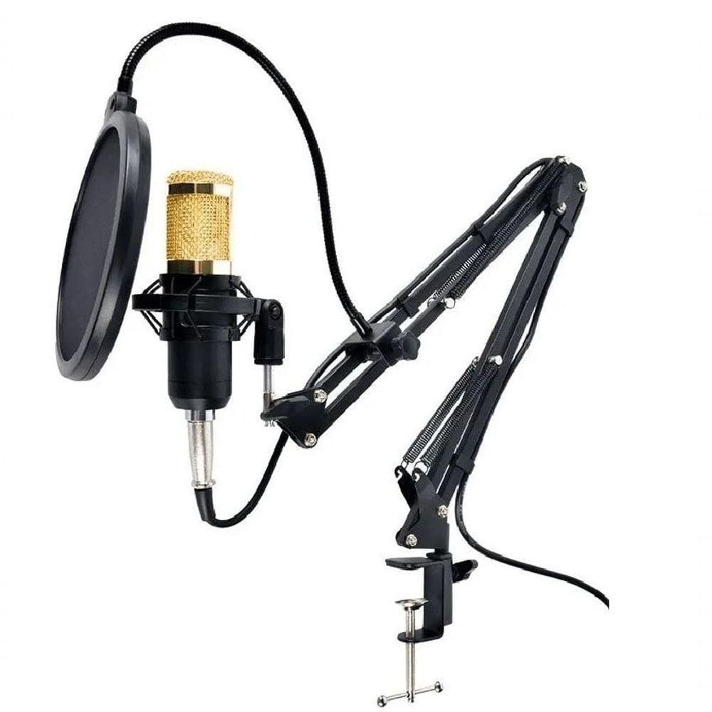 Kit Microfone Studio Gravação Bm-800 + Pop Filter + Aranha + Braço Articulado