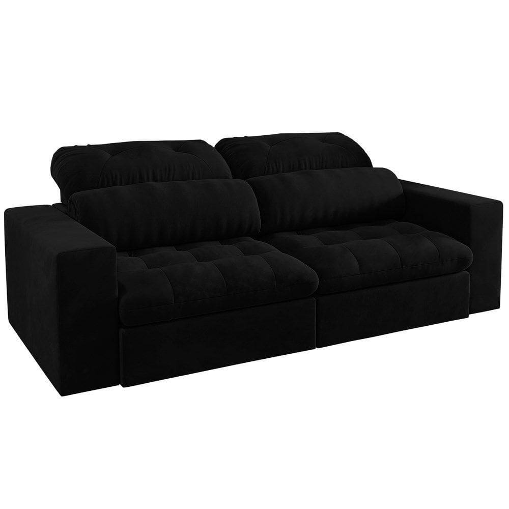 Sofá Retrátil E Reclinável 3 Lugares 200Cm Viena A12 Suede Preto