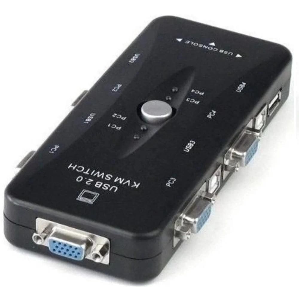 Chaveador Kvm Switch 4x1 Usb Vga 4 Portas 4 Pcs-cpu Na Mesma Estação