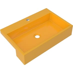 Cuba De Semi Encaixe Retangular C01 Banheiro Xrt55 Amarelo