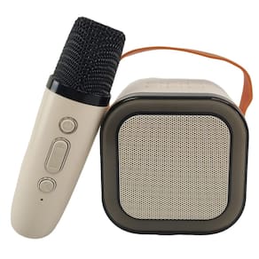 Caixa de Som Microfone Karaoke Bluetooth Sem Fio Portatil Musica Luz Led Festa