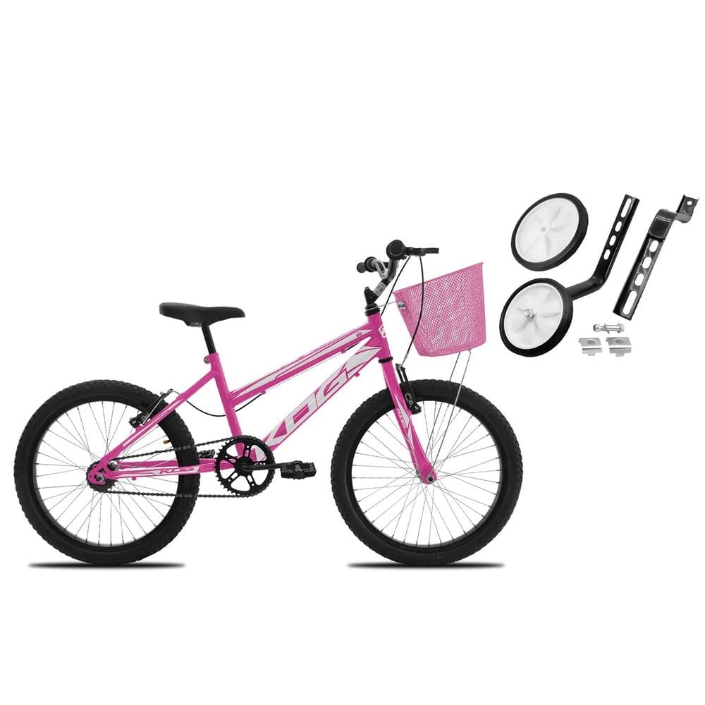 Bicicleta Com Rodinha e Cesta Feminina Infantil Aro 20 KOG