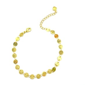 Pulseira Com Medalhinhas Lisa Banhado Em Ouro 18K