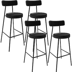 Kit 04 Banquetas Altas Estrutura Em Aço Milão F01 Preto