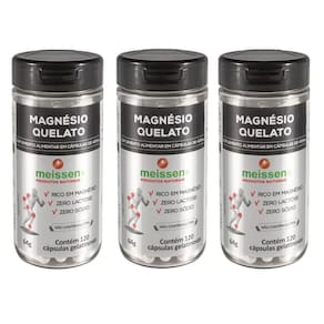Kit 3 frascos - magnesio quelato 120 capsulas 433mg