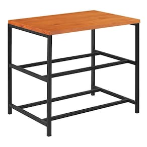 Sapateira Banco Detroit Industrial Daf Móveis 50 Cm Largura Tampo Madeira Maciça Base Aço Preto