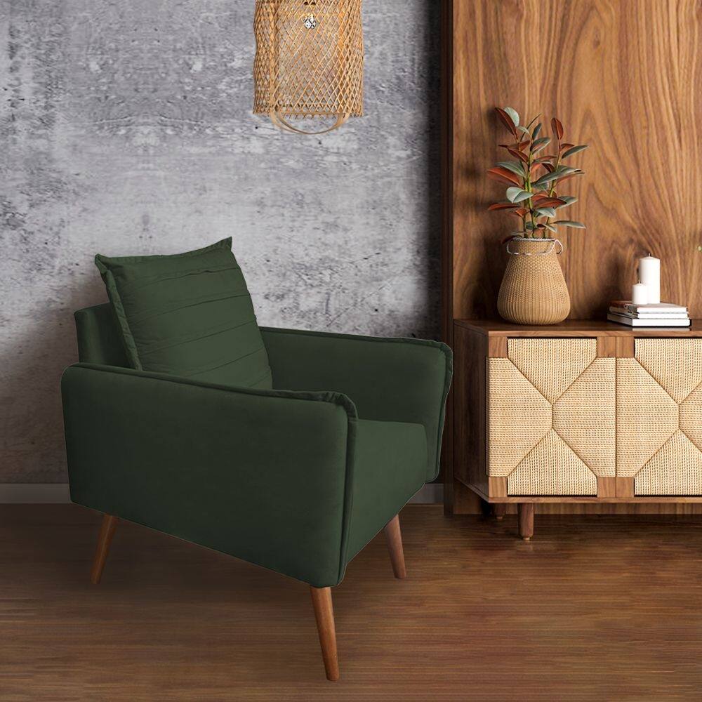 Poltrona Mandara Vintage Pés Palilto Suede Verde
