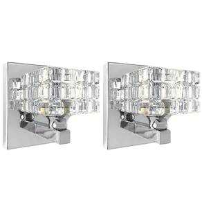 Kit 2 Arandela Cristal Prata K9 Interna Para Lavabo G9 Bet38