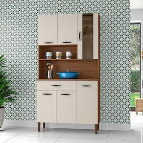 Kit Cozinha Ambiente Golden 6 Portas Nogueira Off White - Kits Paraná