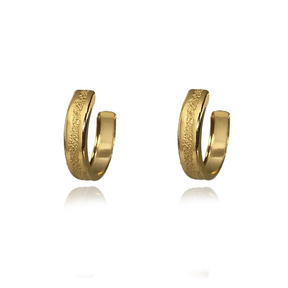 Brinco Argola Trabalhada Folheado Em Ouro18k [F027]