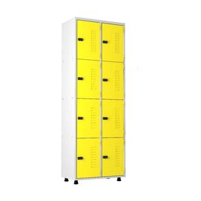 Armário Roupeiro Aço 8 Portas Academia Guarda Volume Amarelo