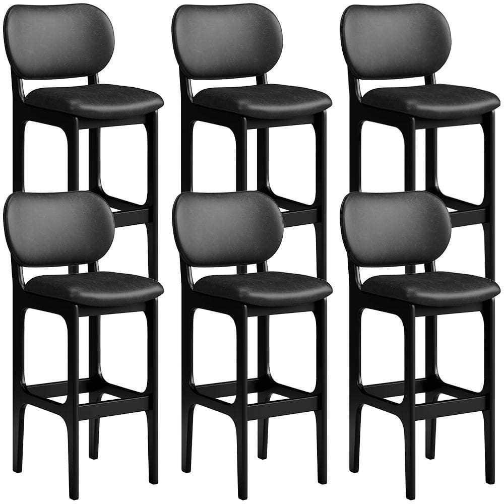 Kit 06 Banquetas Alta Para Cozinha Madeira Fixa Betta L02 Preto Couríssimo Preto