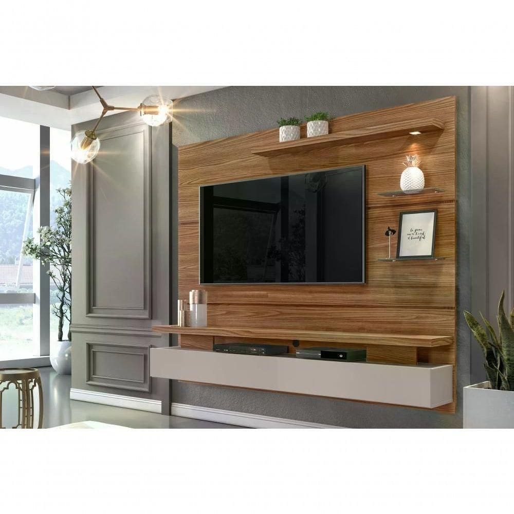 Painel Suspenso P/Tv Até 55&quot; C/Led Carvalho amarula