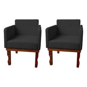 Kit 2 Poltronas Nina Retrô Pés de Madeira Maciça Suede Preto