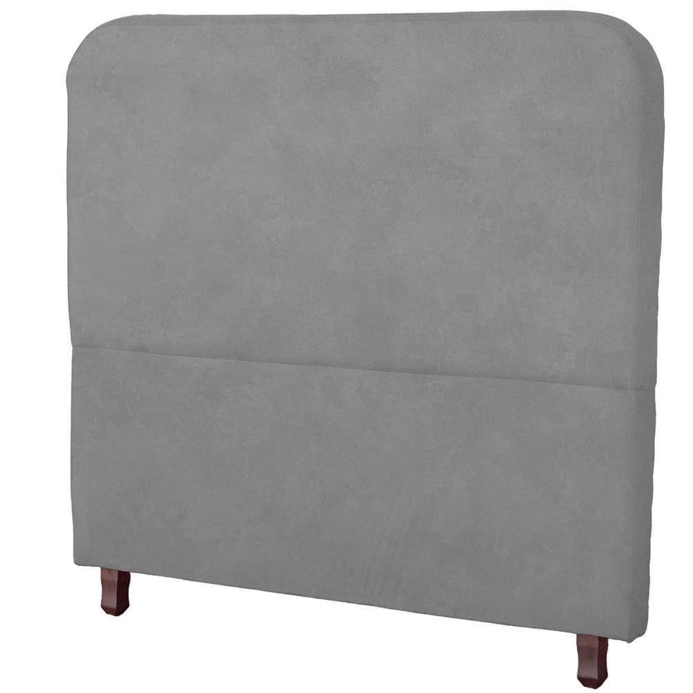 Cabeceira Casal Estofada Para Cama Box Lizza Veludo Cor Cinza Claro
