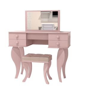 Mini Penteadeira Infantil Rose Para Menina com Banqueta