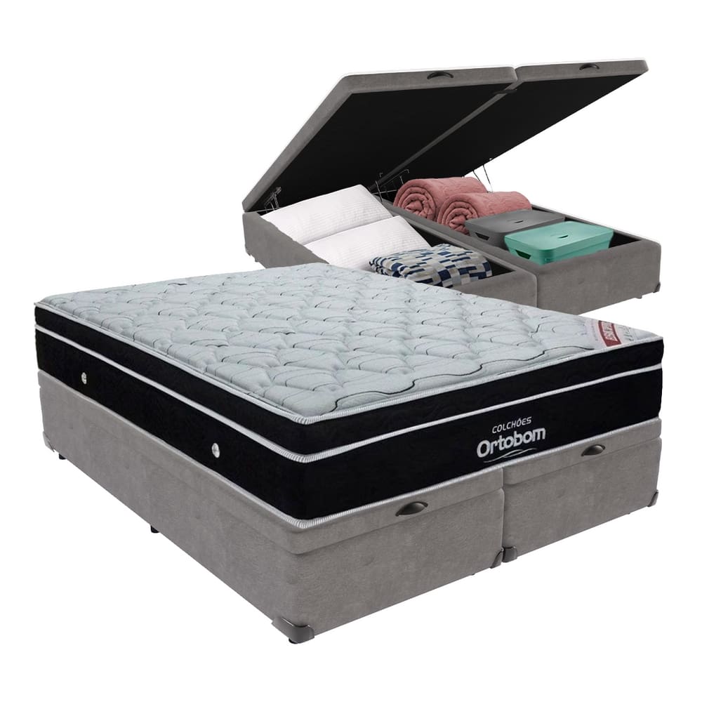 Cama Box King Baú Ortobom Elegant Molas Ensacadas Pillow