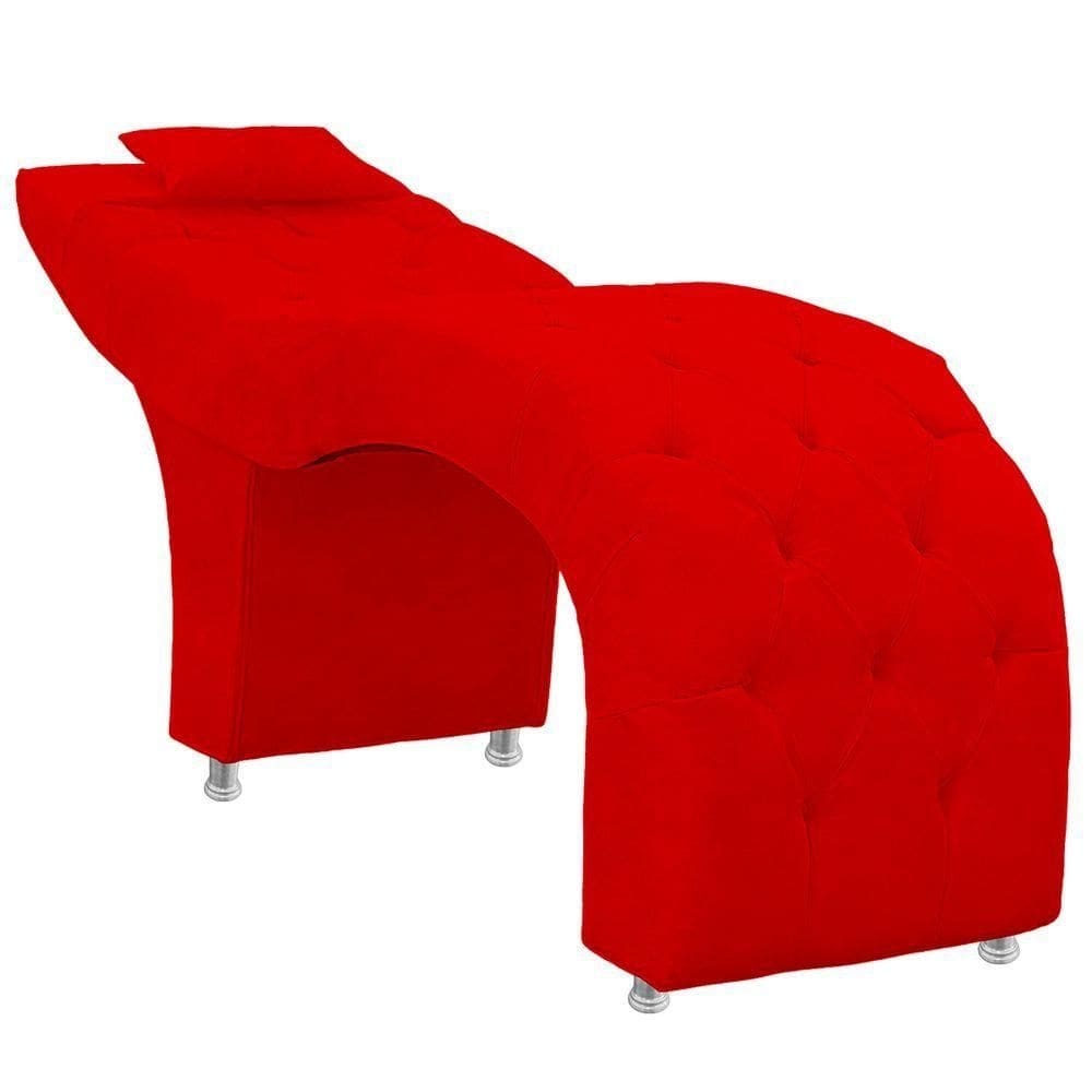 Maca Estofada Capitone Julia Para Estetica Facial Sombrancelha E Cilios Suede Cor Vermelho