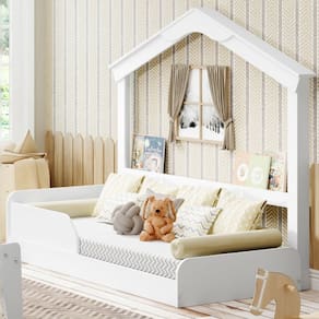Cama Infantil Mini Mimo com Casinha Montessoriana Branco - Movelbras
