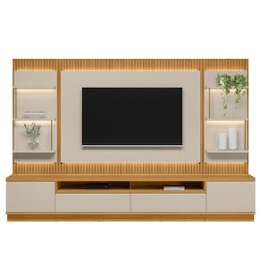 Conjunto Rack com Painel Modulado para Tv até 70" e 2 Módulos Laterais Ripado Paulina