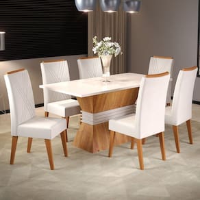 Mesa de Jantar 6 Lugares Pantheon Blonde/Marfim - Panorama Móveis