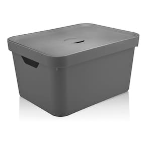 Caixa organizadora cube grande com tampa cinza marca ou