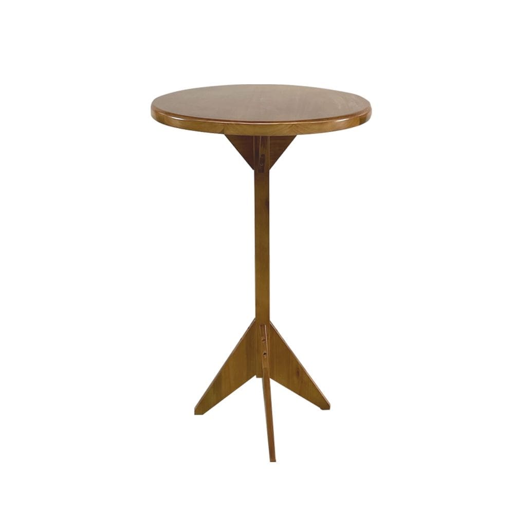 Mesa Alta Madeira Maciça Tampo Redondo Natural