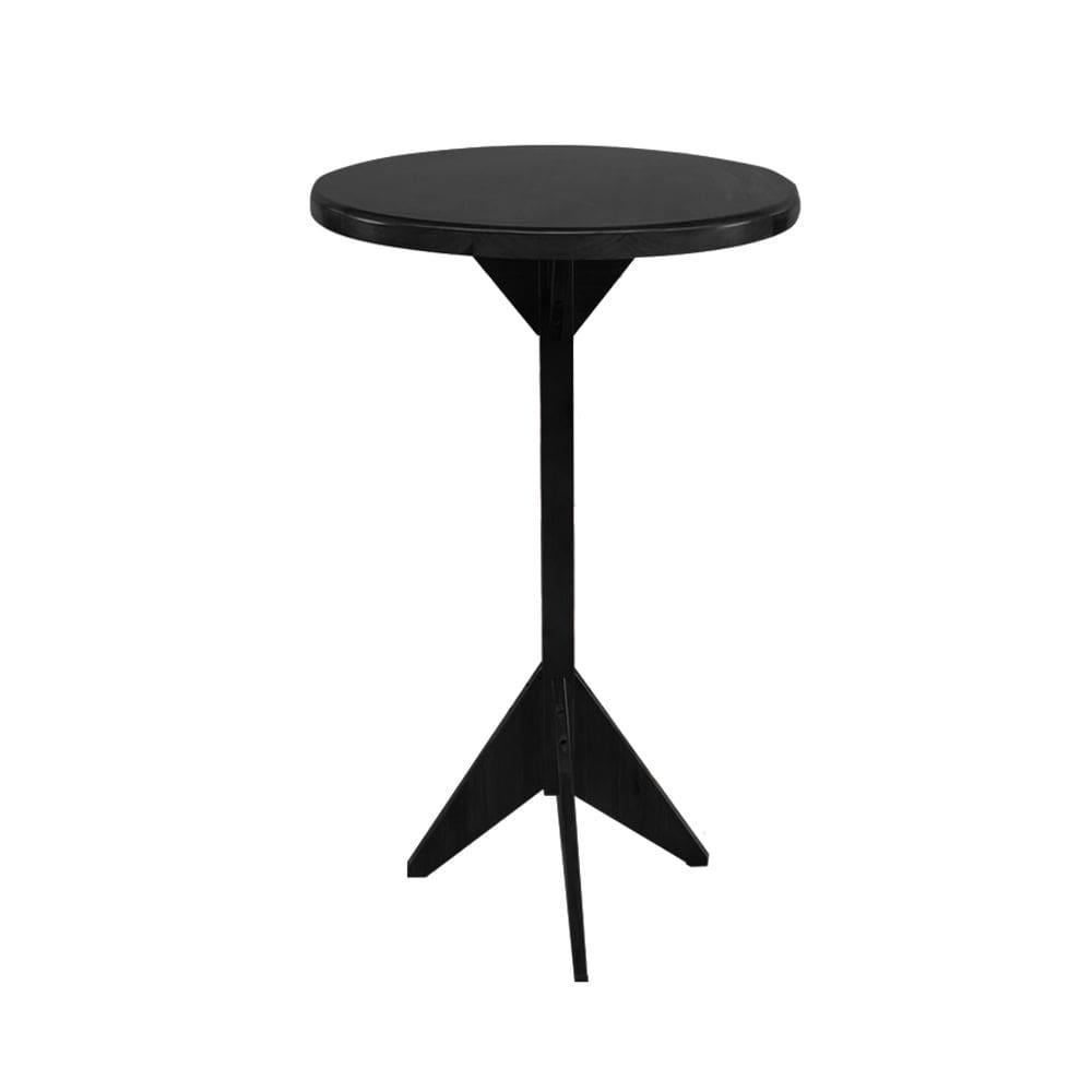 Mesa Alta Madeira Maciça Tampo Redondo Preta