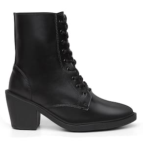 Bota Feminina Cano Curto Cadarço Bolsa Carteira Moderna