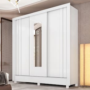 Guarda-Roupa Ravel 3 Portas 2 Gavetas com Espelho Branco - Demóbile