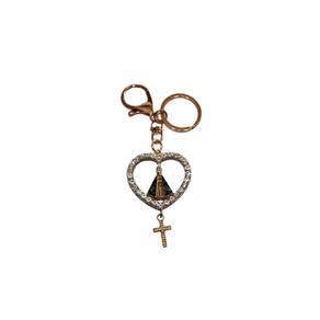 Chaveiro de Nossa Senhora Aparaceida Coração com Strass