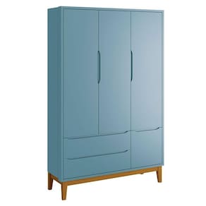 Guarda Roupa Infantil New Classic 3 Portas Azul com Pés Madeira – Reller